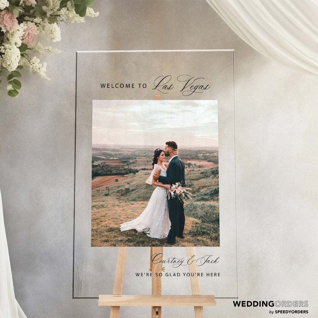 Wedding Welcome Sign With Custom Photo, Photo Wedding Sign - SpeedyOrders