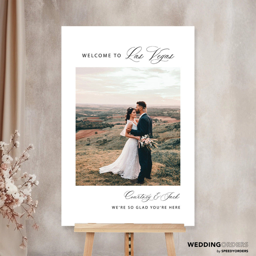 Wedding Welcome Sign With Custom Photo, Photo Wedding Sign - SpeedyOrders