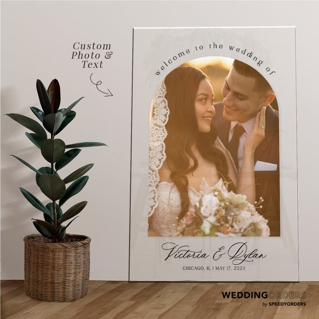 Wedding Welcome Sign With Photo, Photo Wedding Sign - SpeedyOrders
