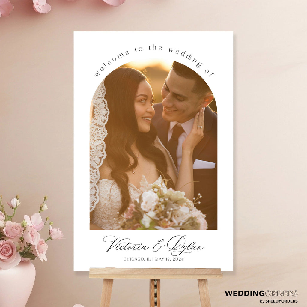 Wedding Welcome Sign With Photo, Photo Wedding Sign - SpeedyOrders