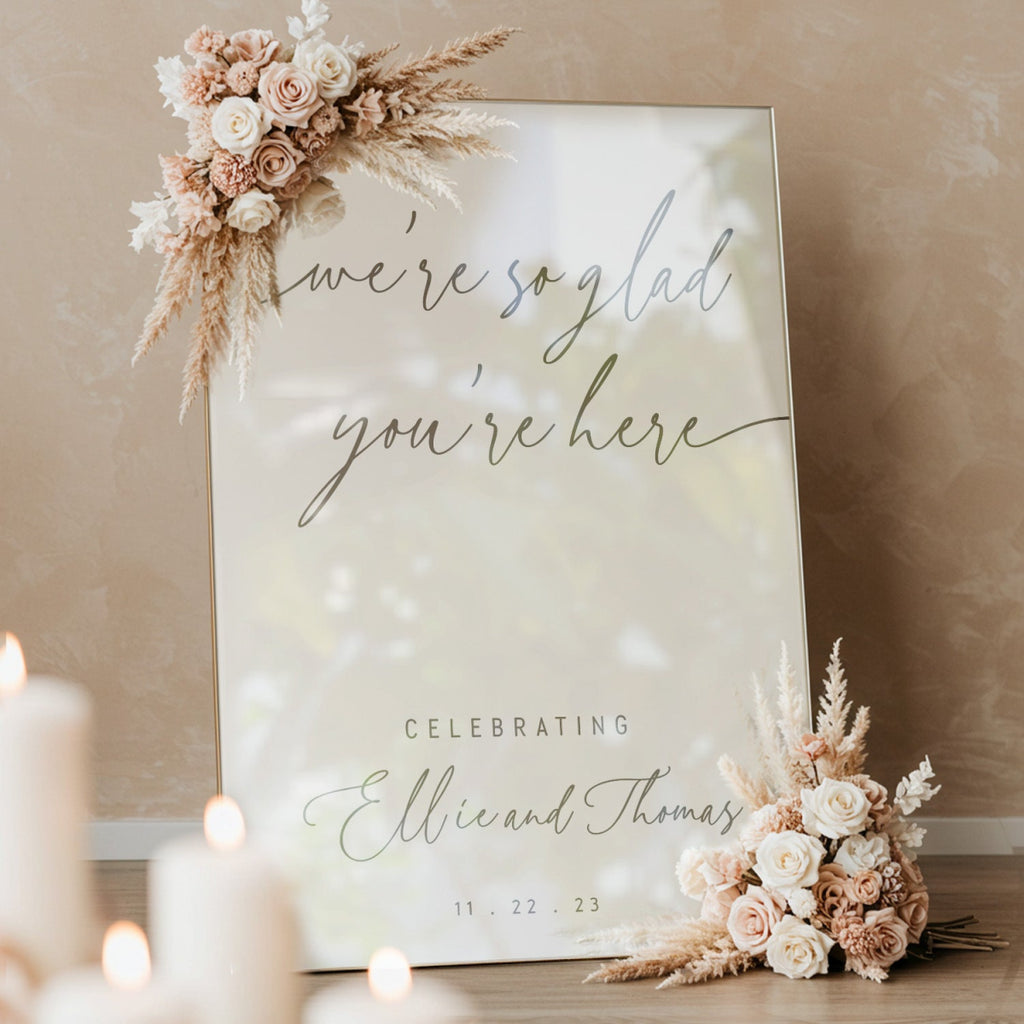 We're So Glad You're Here Wedding Sign, Wedding Welcome Sign - SpeedyOrders