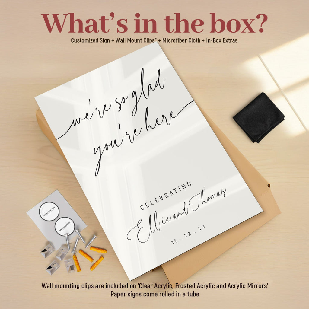 We're So Glad You're Here Wedding Sign, Wedding Welcome Sign - SpeedyOrders