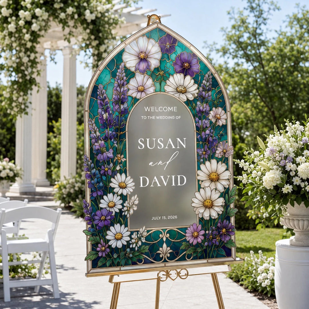 Whimsical Meadow Lavender and Daisy Wedding Welcome Sign - SpeedyOrders