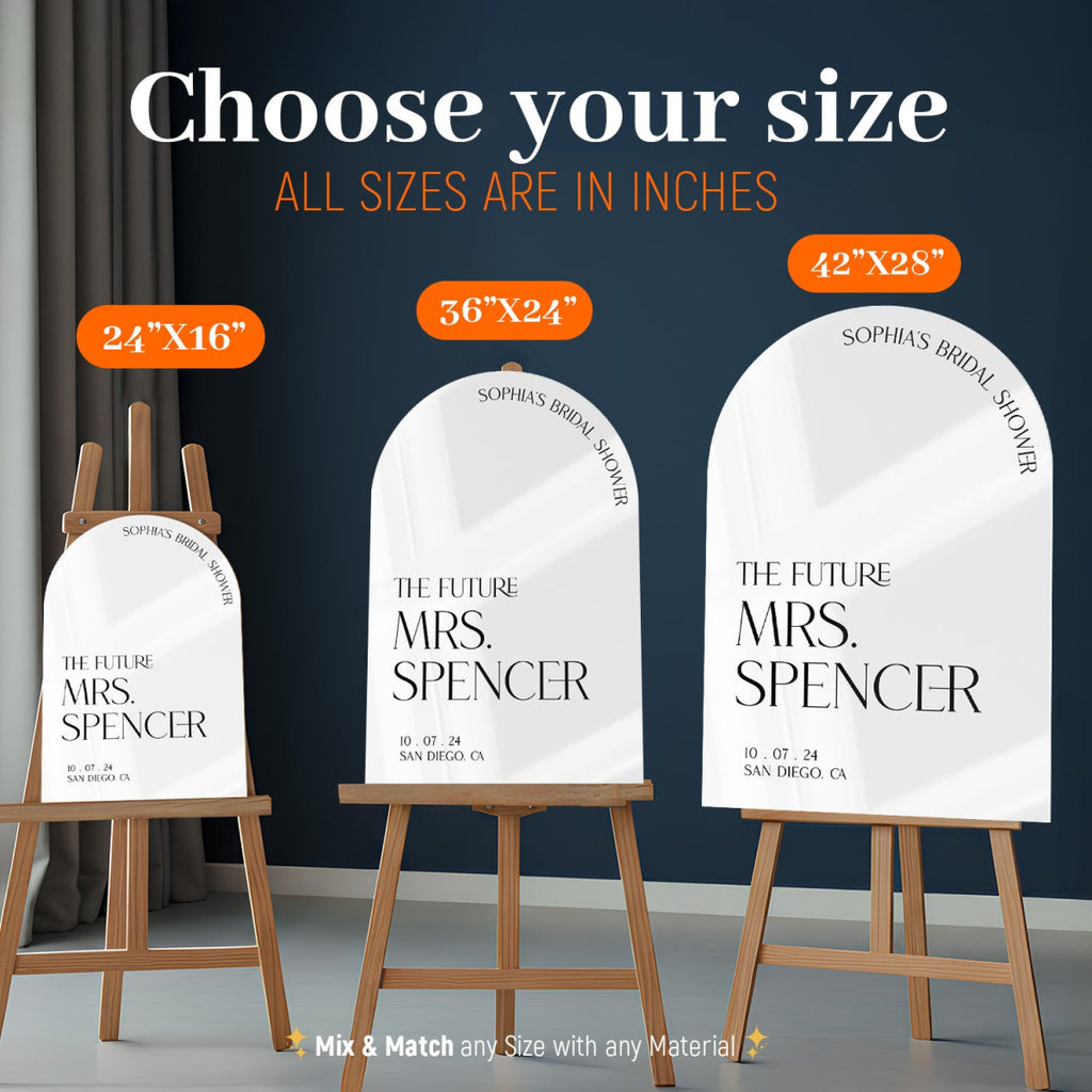 White Bridal Shower Sign, The Future Mrs Sign, Arched Bridal Shower Welcome Sign - SpeedyOrders