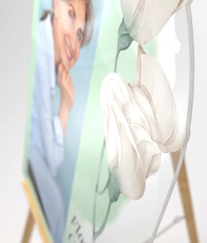 White Floral Funeral Welcome Sign with Photo - SpeedyOrders