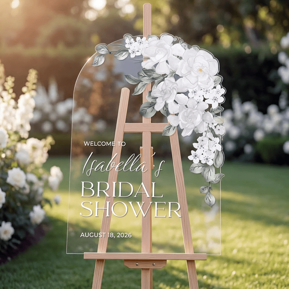 Silver Mirror Bridal Shower Sign · Custom Acrylic | SpeedyOrders