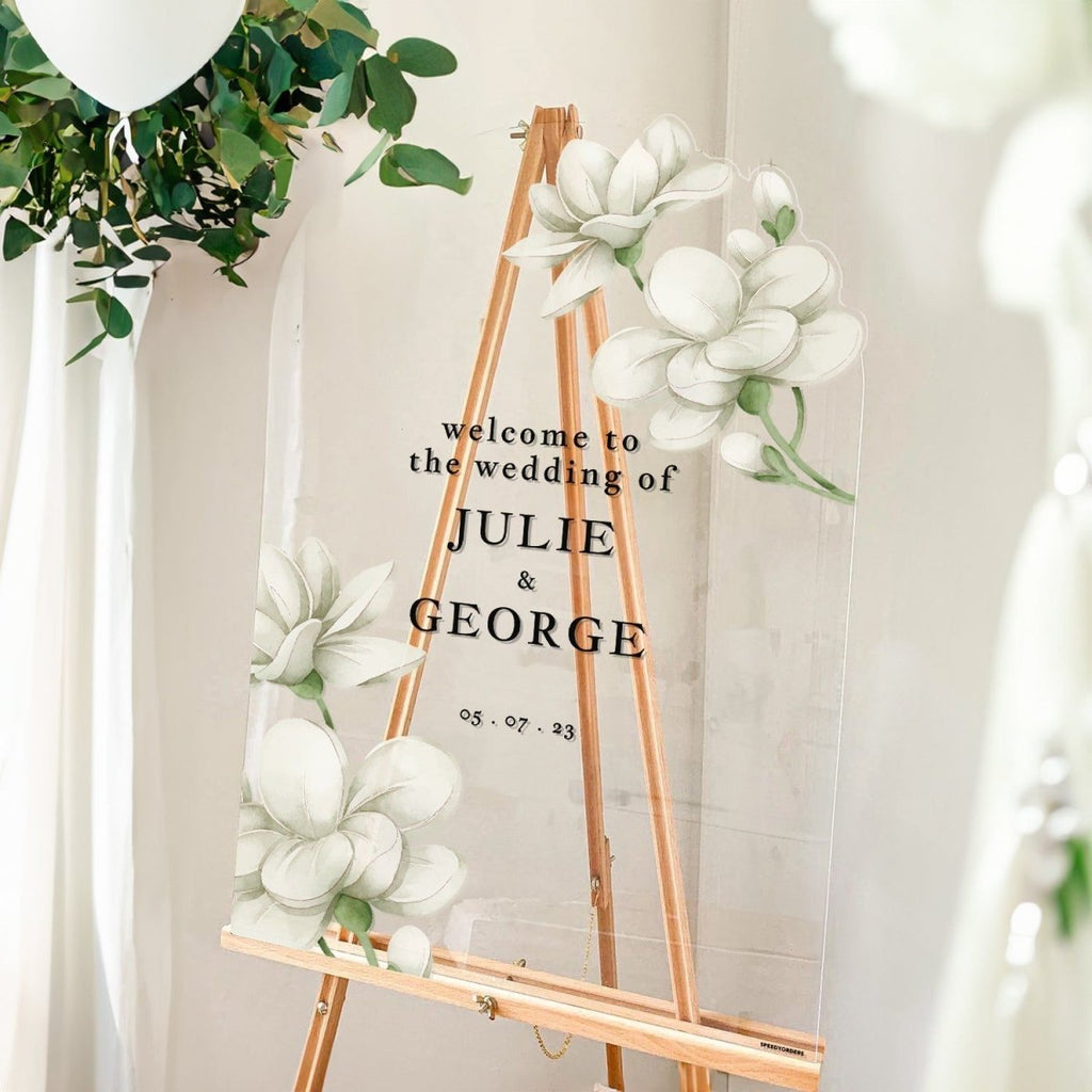 White Gardenia Theme Wedding Signs - SpeedyOrders