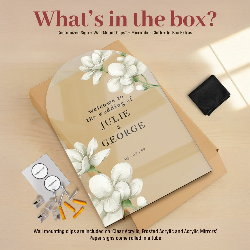 White Gardenia Theme Wedding Signs - SpeedyOrders