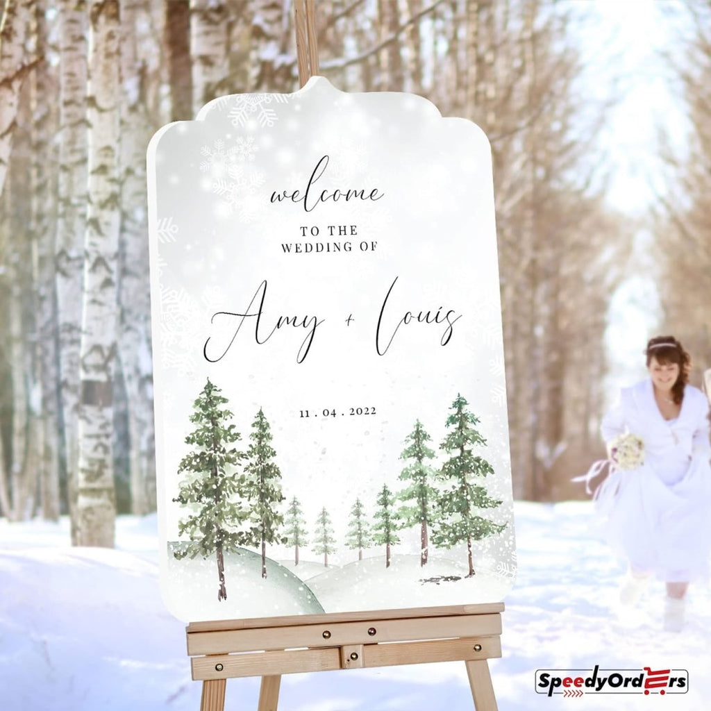 White Winter Theme Wedding Reception Signs - SpeedyOrders
