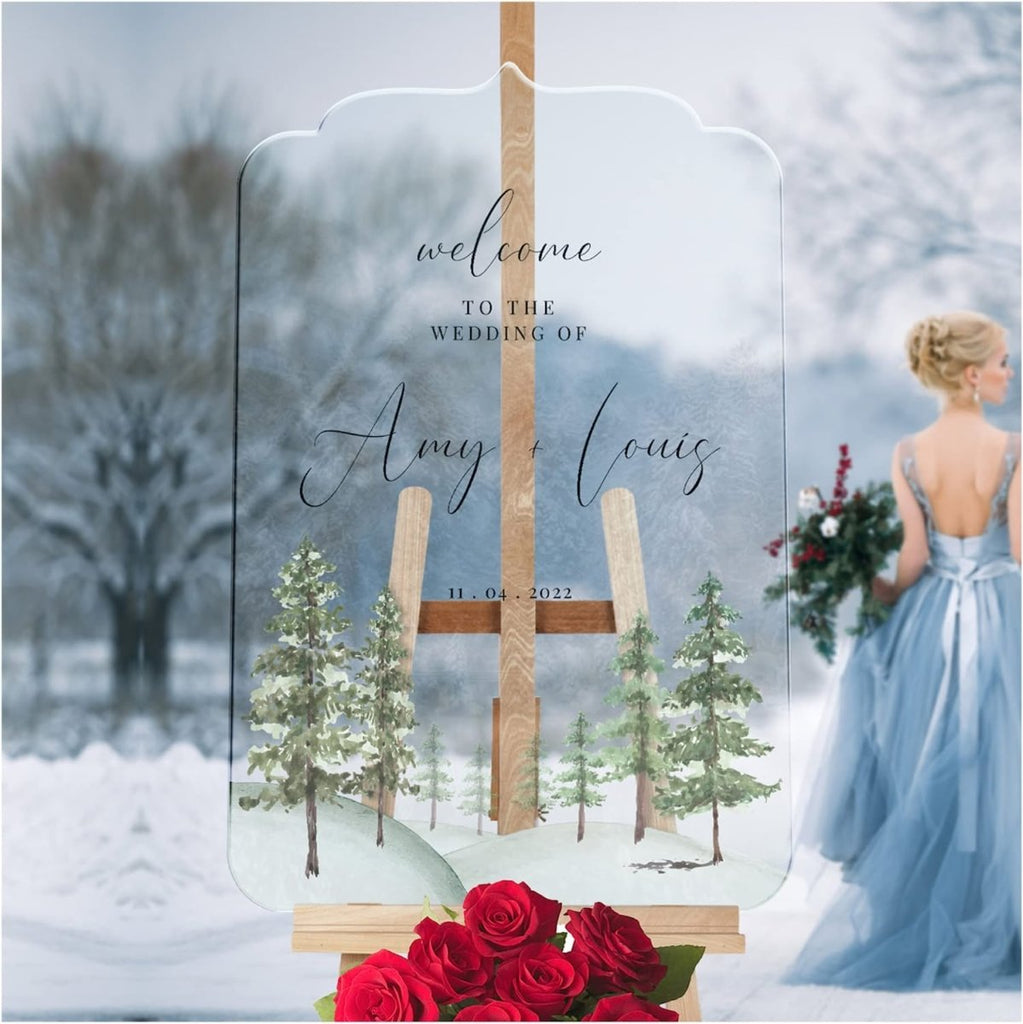 White Winter Theme Wedding Reception Signs - SpeedyOrders