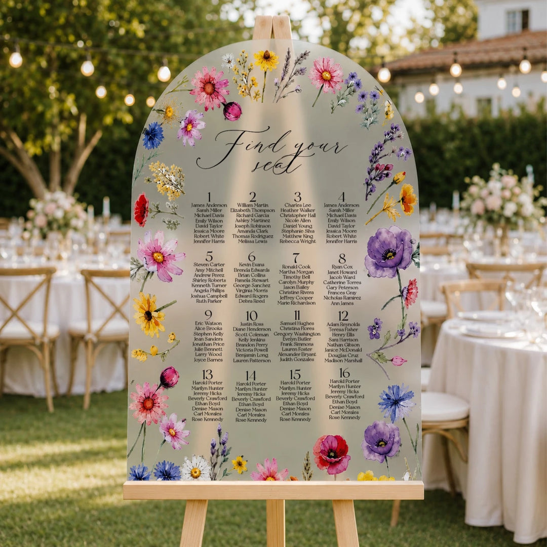 Wildflower Arch Wedding Seating Chart Sign — Find Your Seat - SpeedyOrders