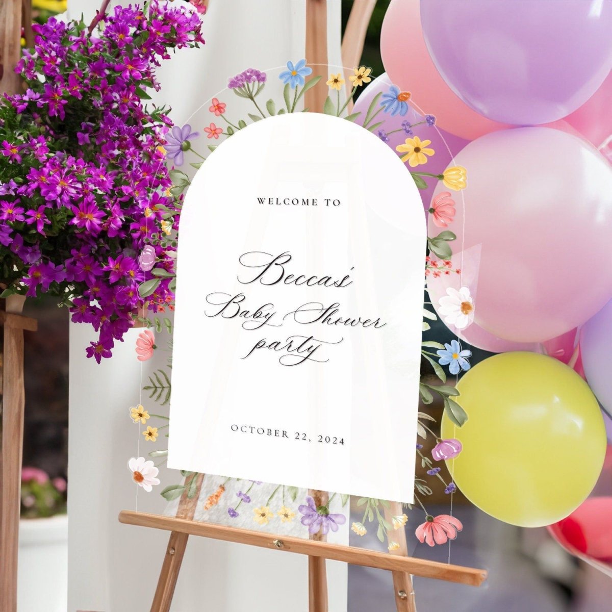 Wildflower Baby Shower Sign, Customized Floral Baby Shower Sign, image size:1200x1200
