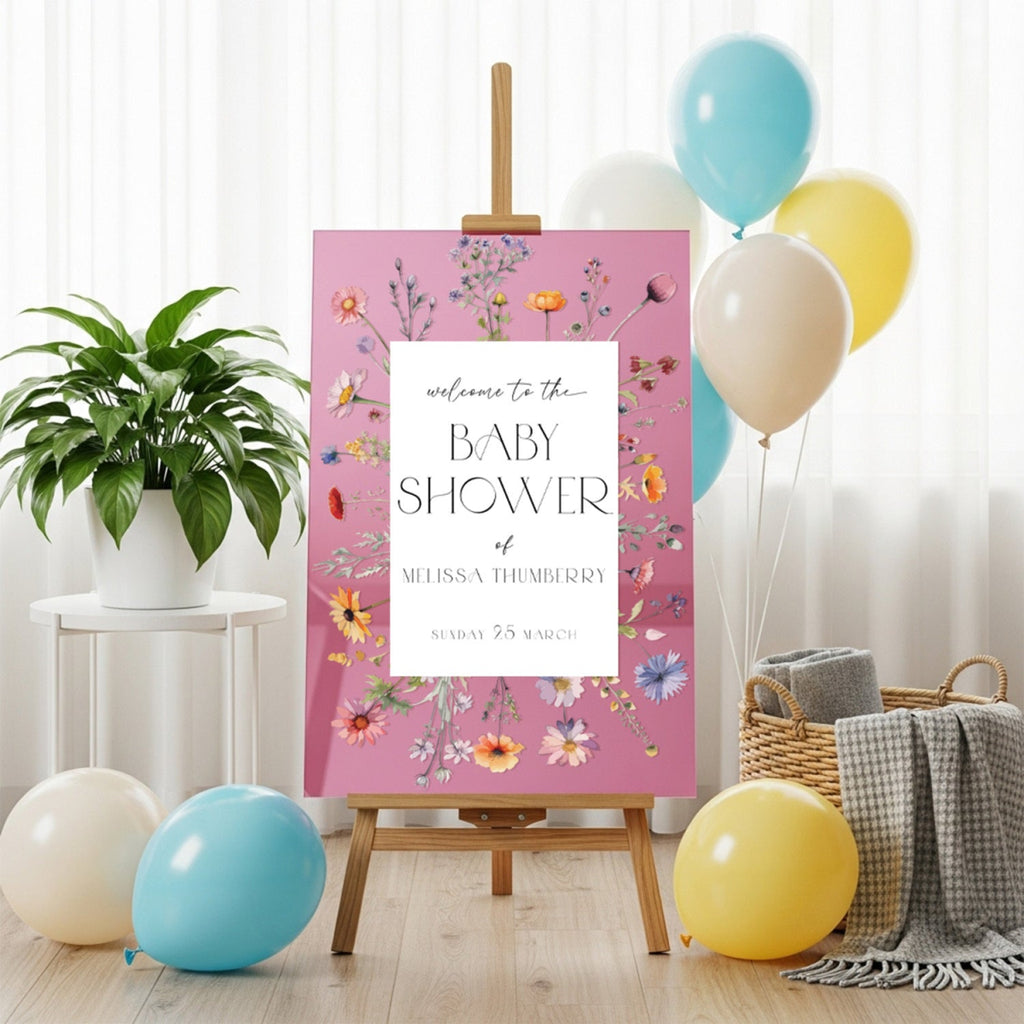 Wildflower Baby Shower Sign, Floral Baby Shower Sign, Wildflowers Baby Shower Decorations - SpeedyOrders