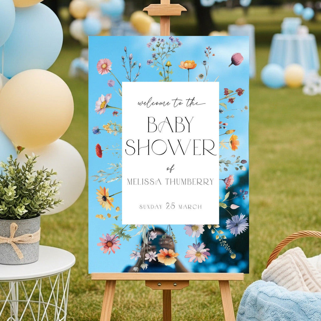 Wildflower Baby Shower Sign, Floral Baby Shower Sign, Wildflowers Baby Shower Decorations - SpeedyOrders