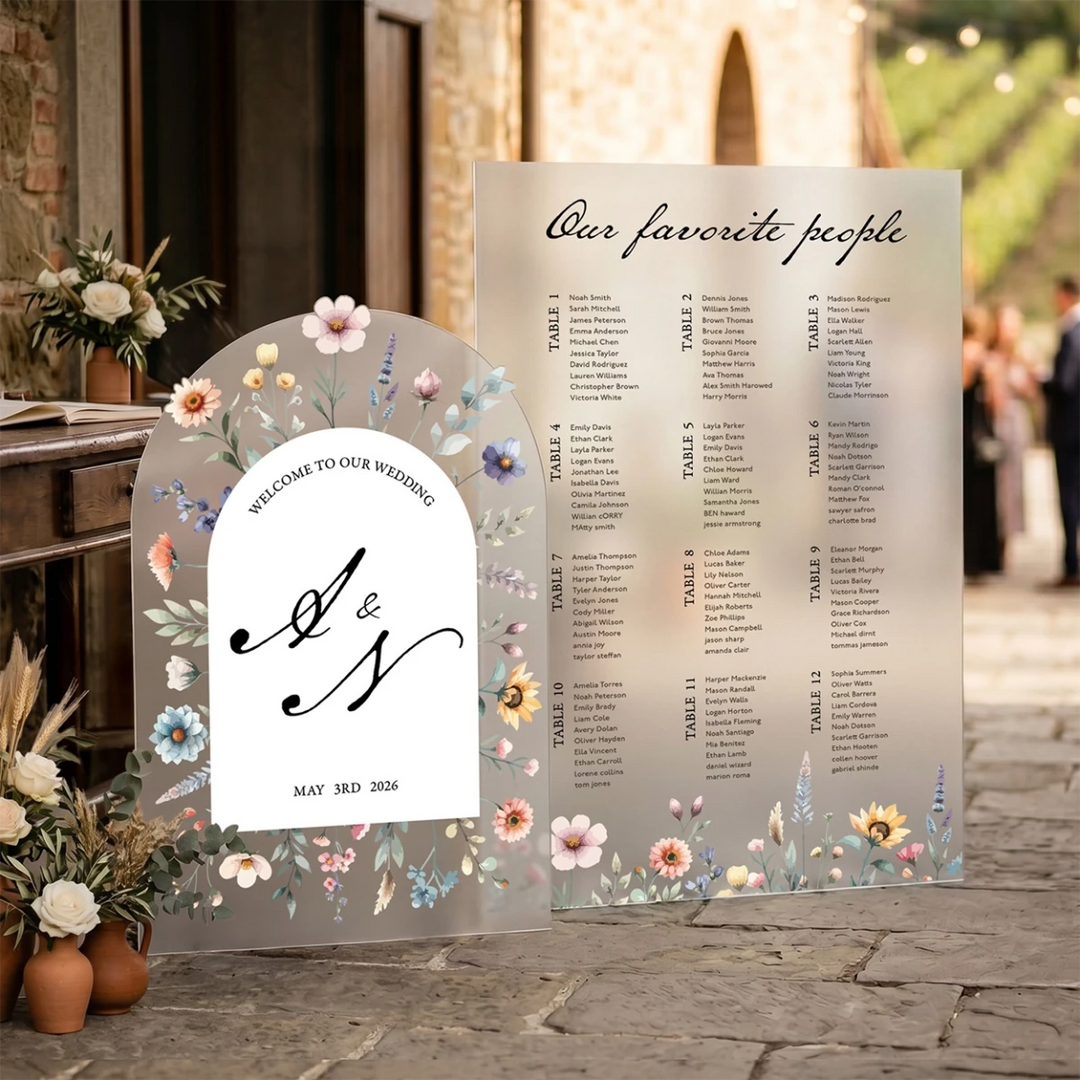 Wildflower Monogram Wedding Sign & Seating Chart Bundle - SpeedyOrders