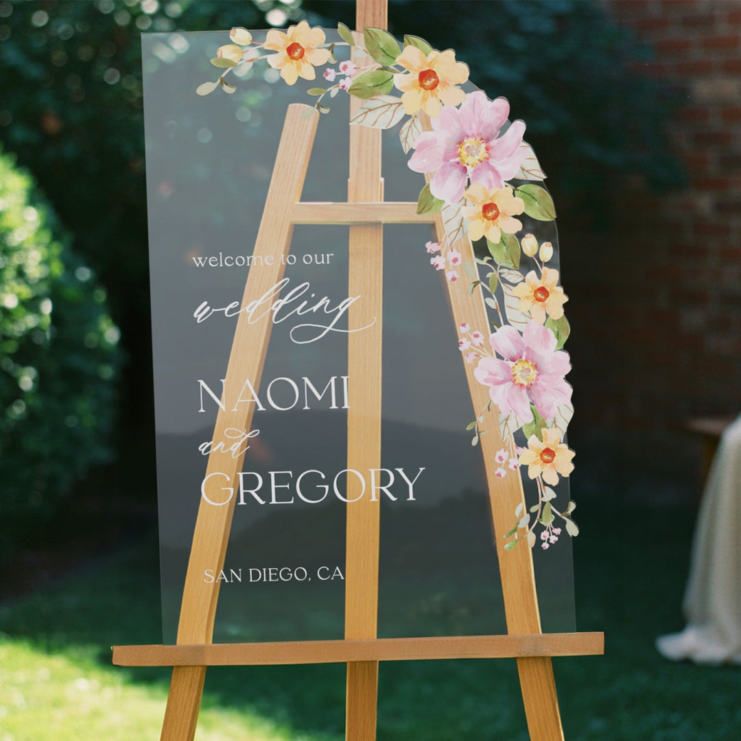 Wildflower Wedding Welcome Sign, Floral Wedding Welcome Sign, Wedding Decorations - SpeedyOrders