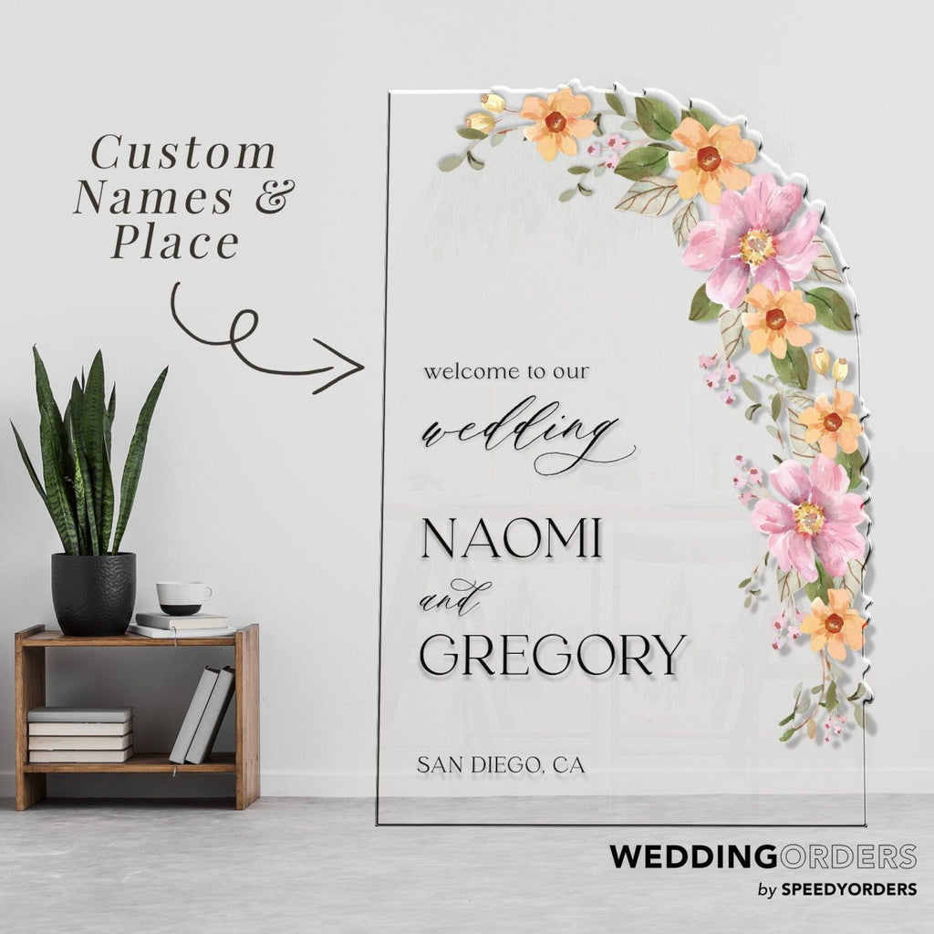 Wildflower Wedding Welcome Sign, Floral Wedding Welcome Sign, Wedding Decorations - SpeedyOrders