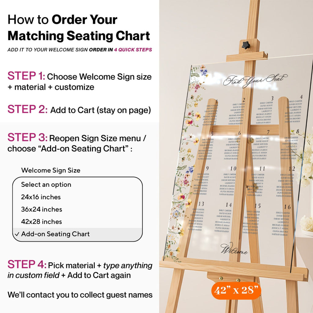 Wildflower Wedding Welcome Sign, Welcome to the Wedding Of Sign - SpeedyOrders