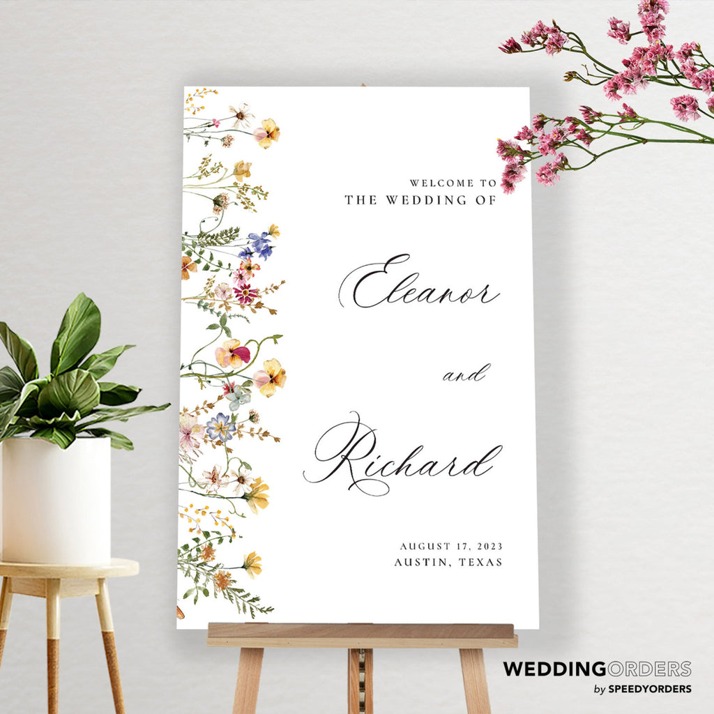 Wildflower Wedding Welcome Sign, Welcome to the Wedding Of Sign - SpeedyOrders