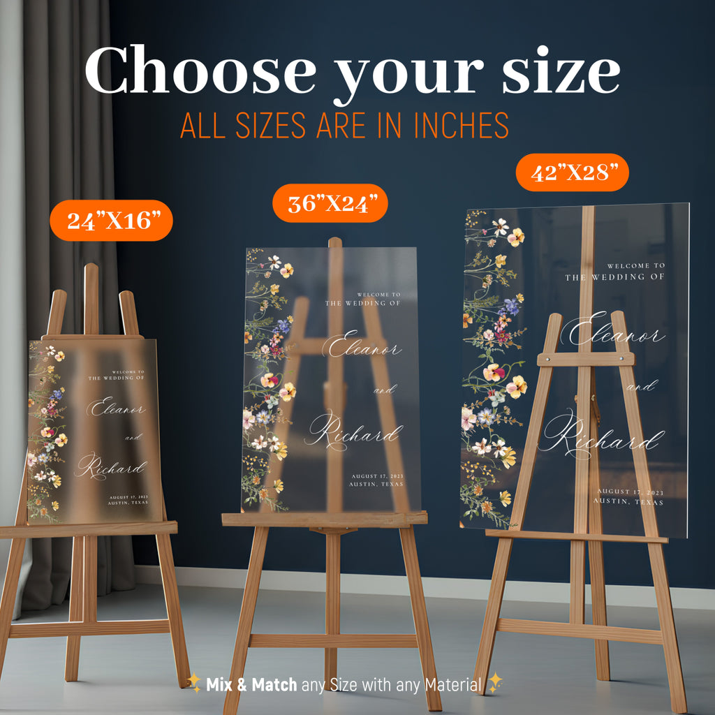 Wildflower Wedding Welcome Sign, Welcome to the Wedding Of Sign - SpeedyOrders