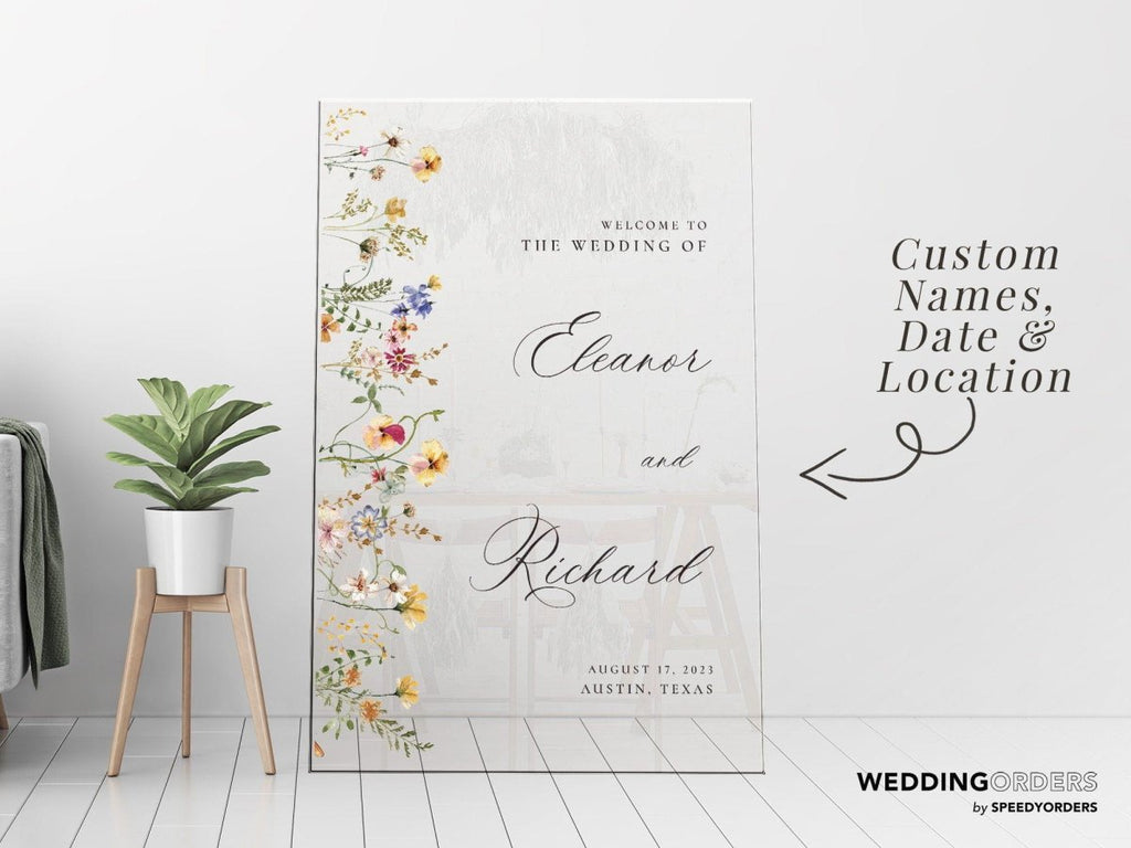 Wildflower Wedding Welcome Sign, Welcome to the Wedding Of Sign - SpeedyOrders