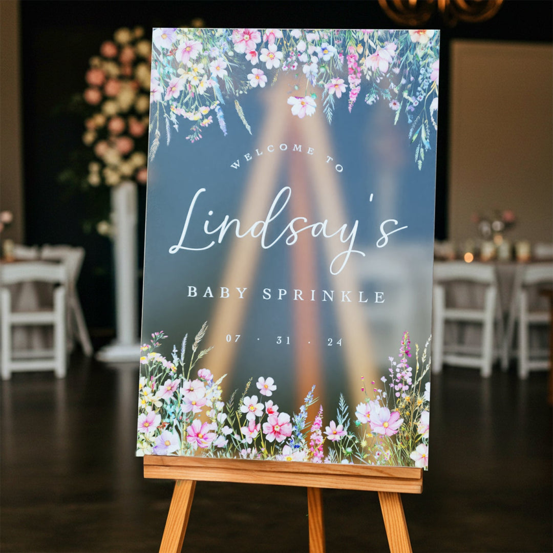 Wildflowers Baby Sprinkle Sign, Wild Flowers Baby Sprinkle Welcome Sign - SpeedyOrders