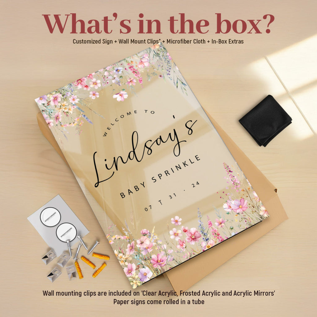 Wildflowers Baby Sprinkle Sign, Wild Flowers Baby Sprinkle Welcome Sign - SpeedyOrders