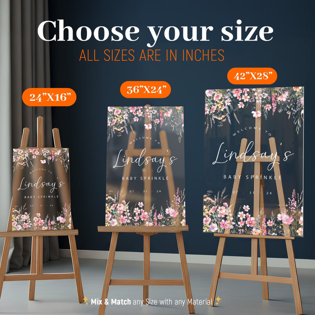 Wildflowers Baby Sprinkle Sign, Wild Flowers Baby Sprinkle Welcome Sign - SpeedyOrders