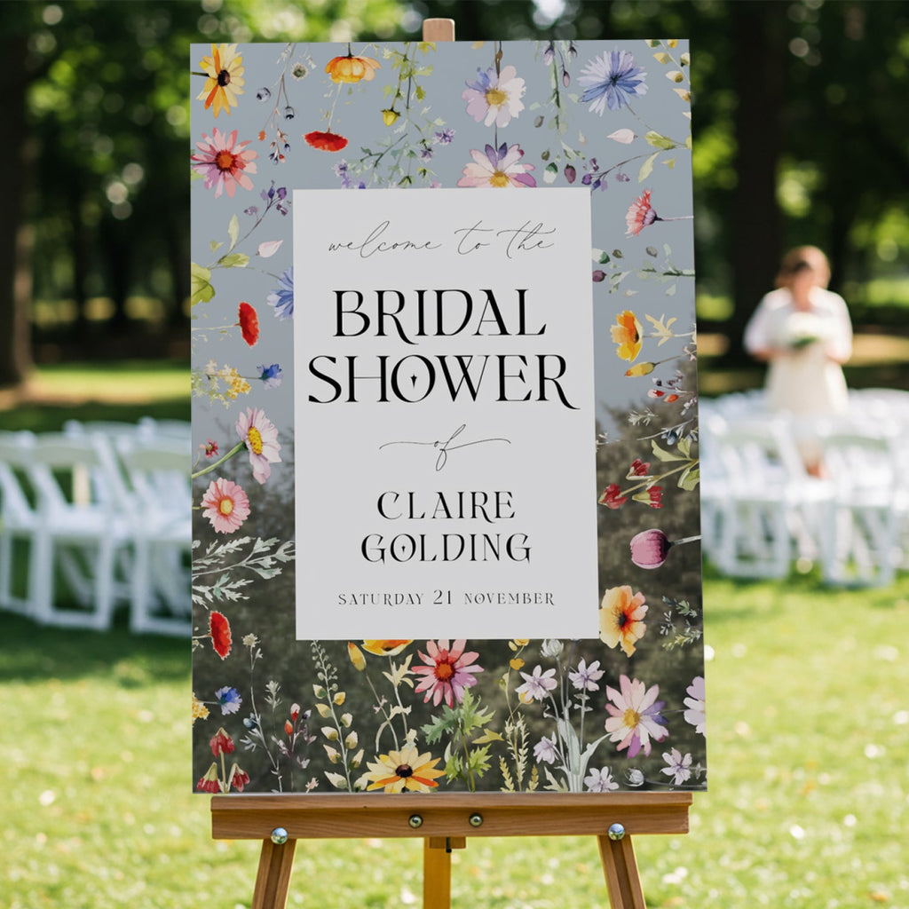 Wildflowers Bridal Shower Sign, Floral Bridal Shower Welcome Sign - SpeedyOrders