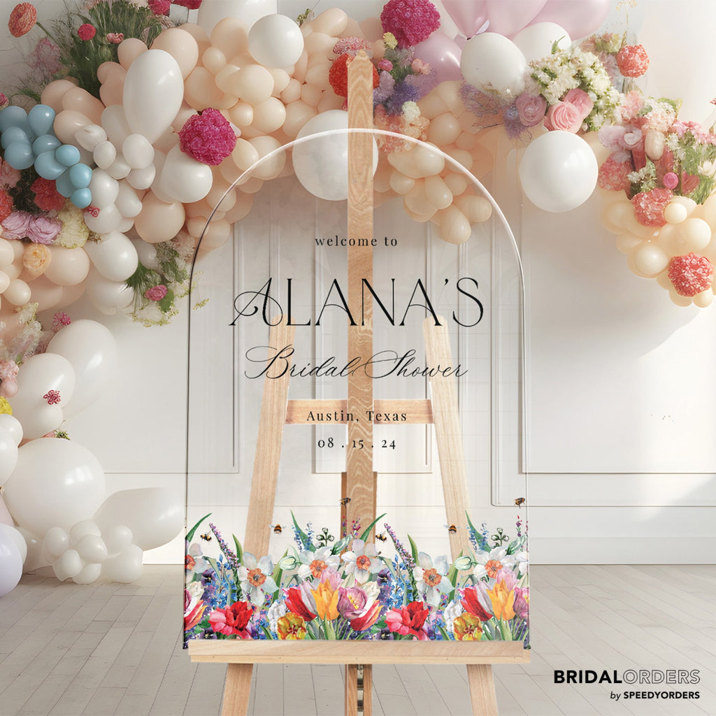 Wildflowers Bridal Shower Sign, Floral Bridal Shower Welcome Sign - SpeedyOrders