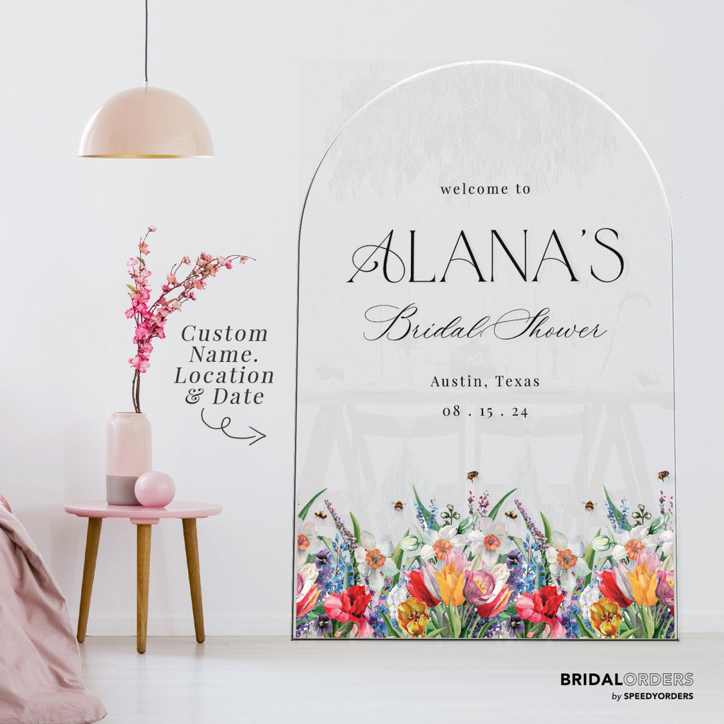 Wildflowers Bridal Shower Sign, Floral Bridal Shower Welcome Sign - SpeedyOrders