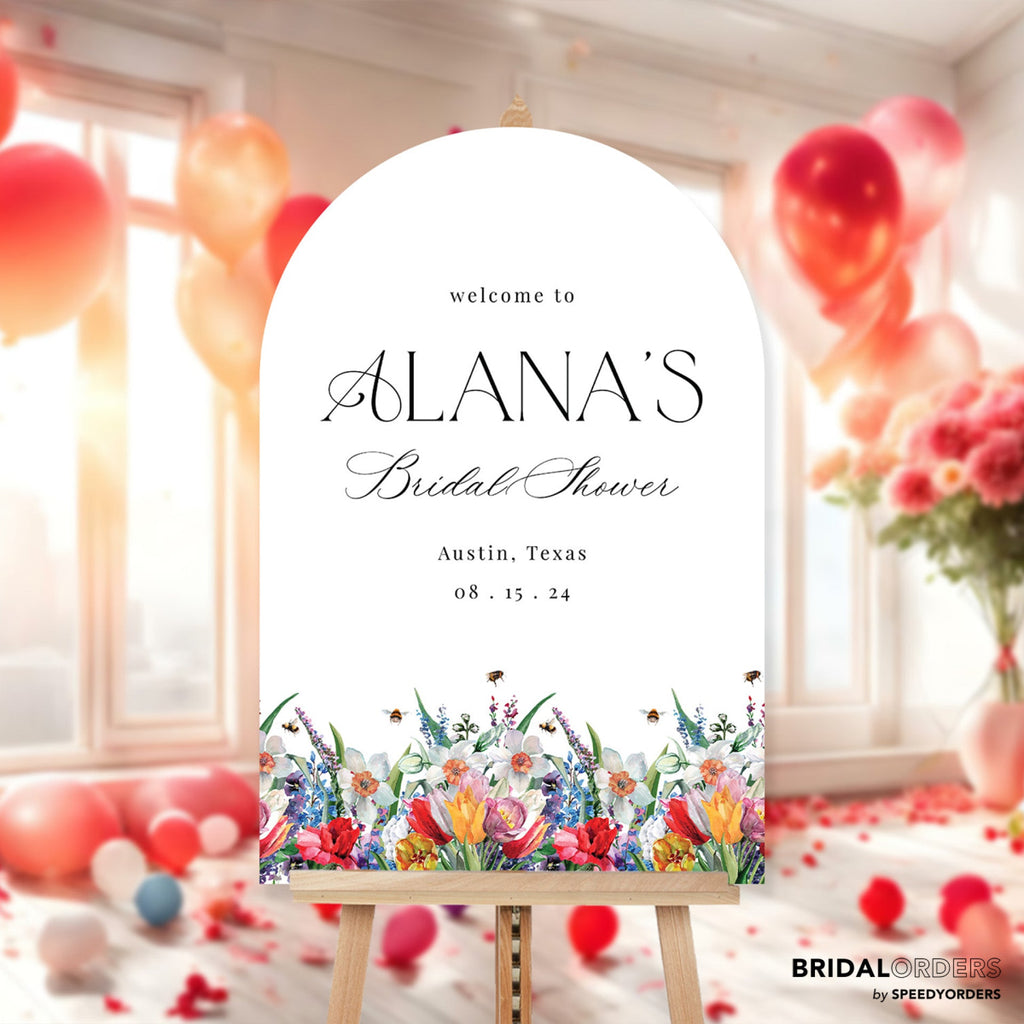 Wildflowers Bridal Shower Sign, Floral Bridal Shower Welcome Sign - SpeedyOrders