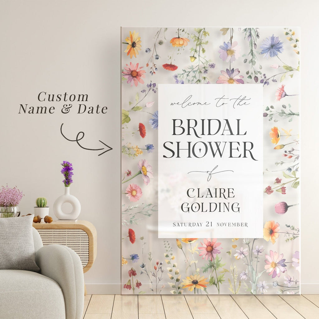 Wildflowers Bridal Shower Sign, Floral Bridal Shower Welcome Sign - SpeedyOrders