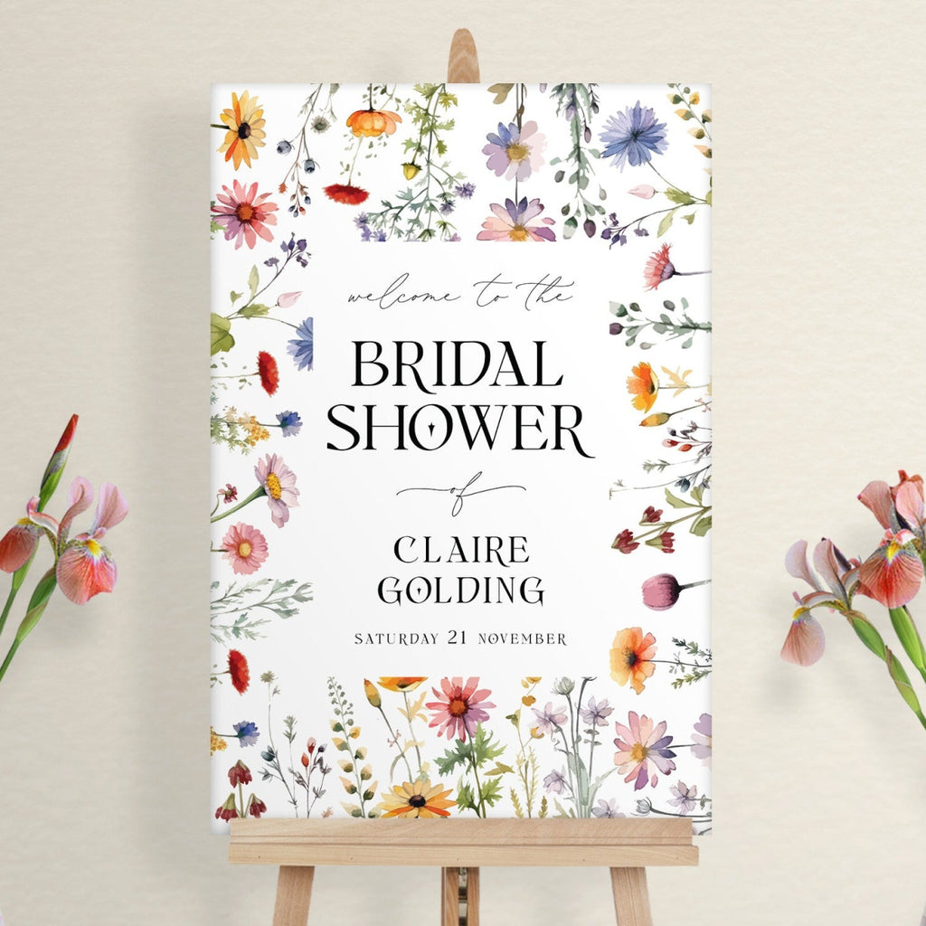 Wildflowers Bridal Shower Sign, Floral Bridal Shower Welcome Sign - SpeedyOrders