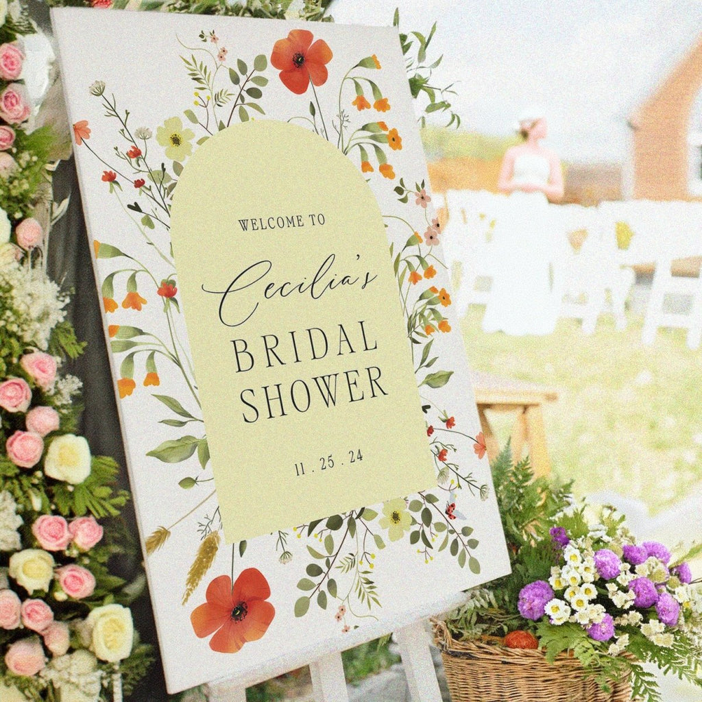 Wildflowers Bridal Shower Sign, Floral Love Is In Bloom Bridal Shower Welcome Sign - SpeedyOrders