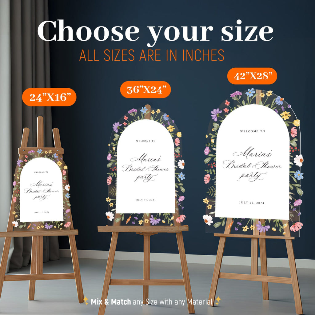 Wildflowers Bridal Shower Welcome Sign, Acrylic Wildflower Bridal Shower Sign - SpeedyOrders