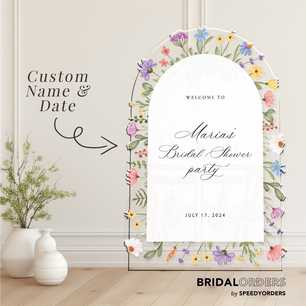 Wildflowers Bridal Shower Welcome Sign, Acrylic Wildflower Bridal Shower Sign SpeedyOrders