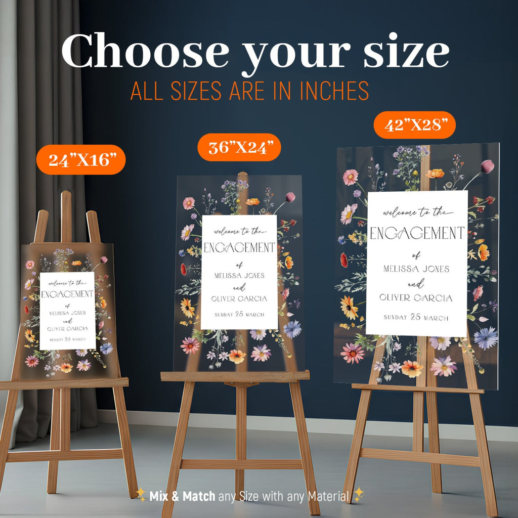 Wildflowers Engagement Sign, Floral Engagement Welcome Sign - SpeedyOrders