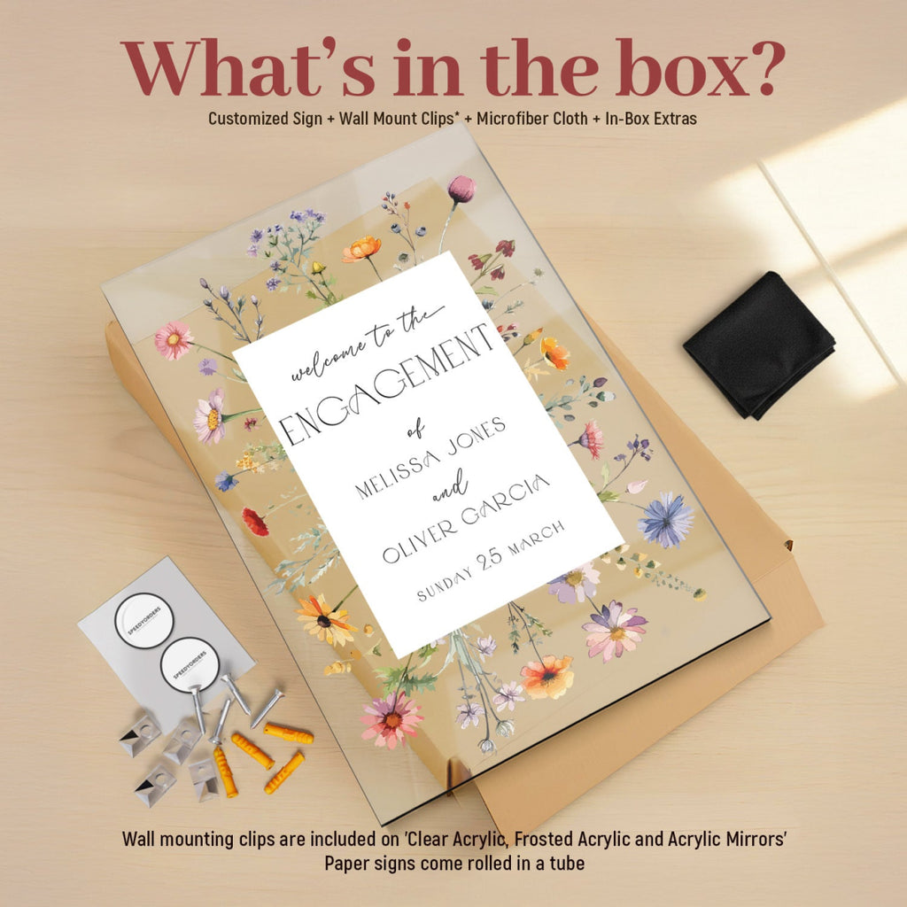 Wildflowers Engagement Sign, Floral Engagement Welcome Sign - SpeedyOrders