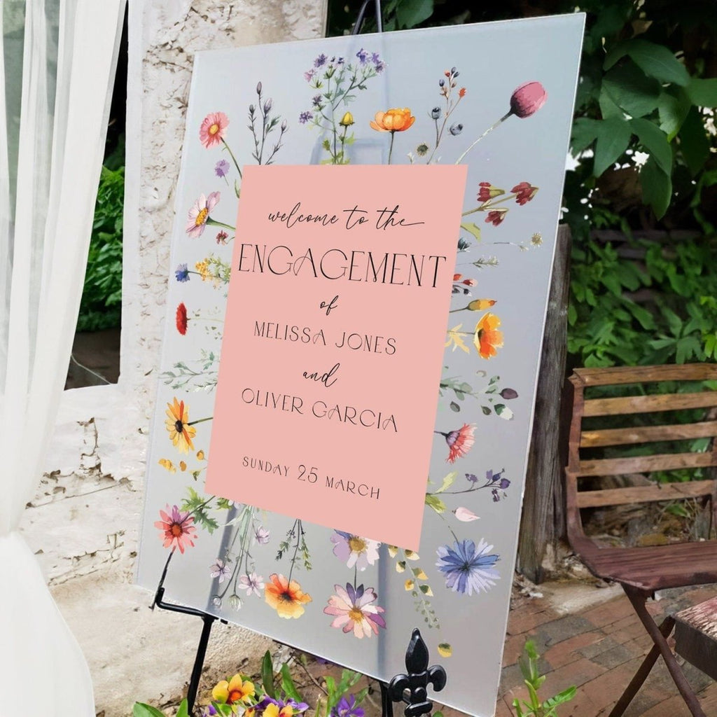 Wildflowers Engagement Sign, Floral Engagement Welcome Sign - SpeedyOrders