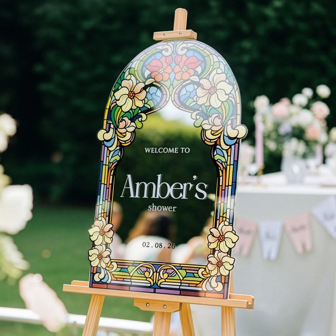 Wildflowers Stained Glass Bridal Shower Sign - SpeedyOrders