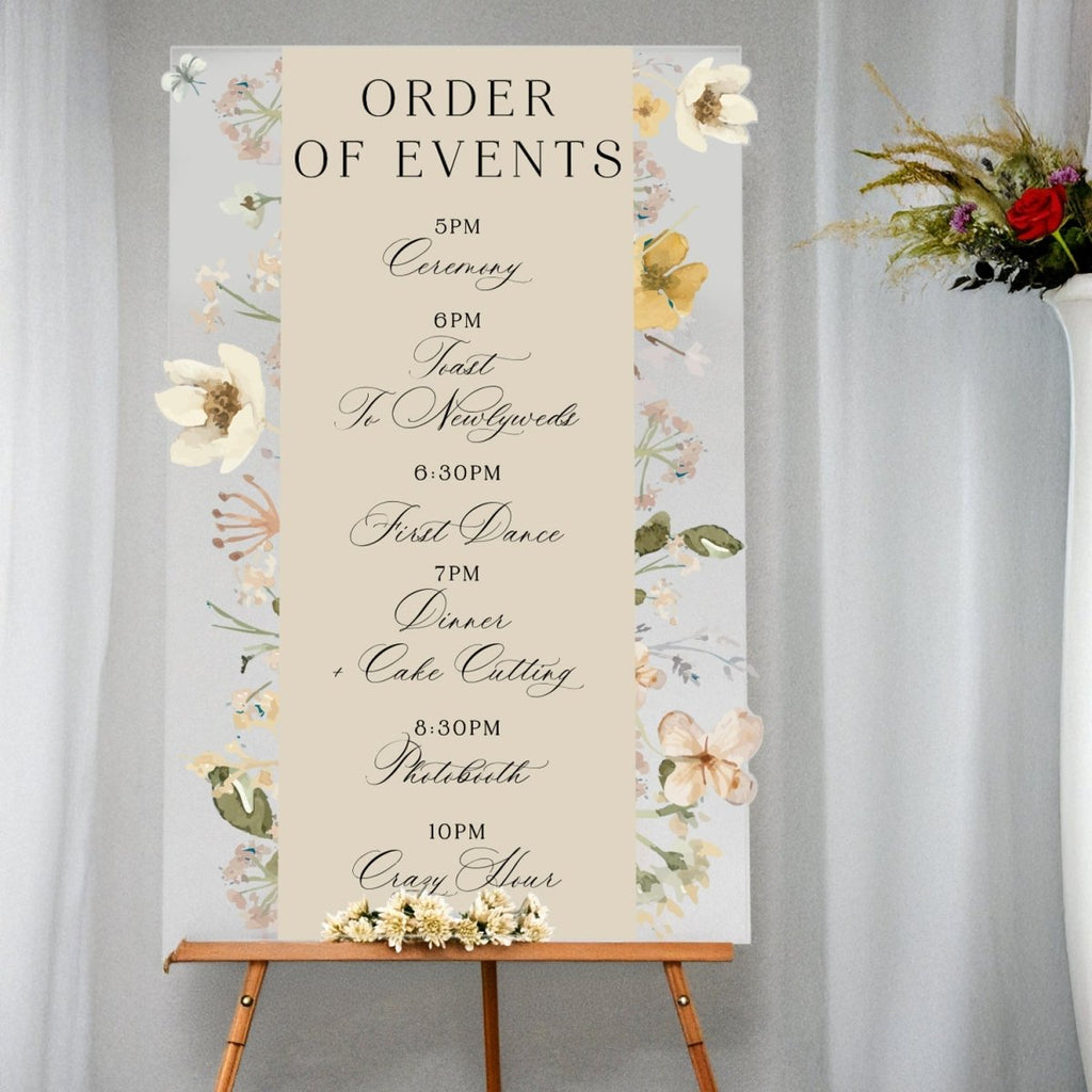 Wildflowers Wedding Bundle Set, Floral Wedding Welcome Sign Bundle, Seating Chart, Order Of Events and Table Signs - SpeedyOrders
