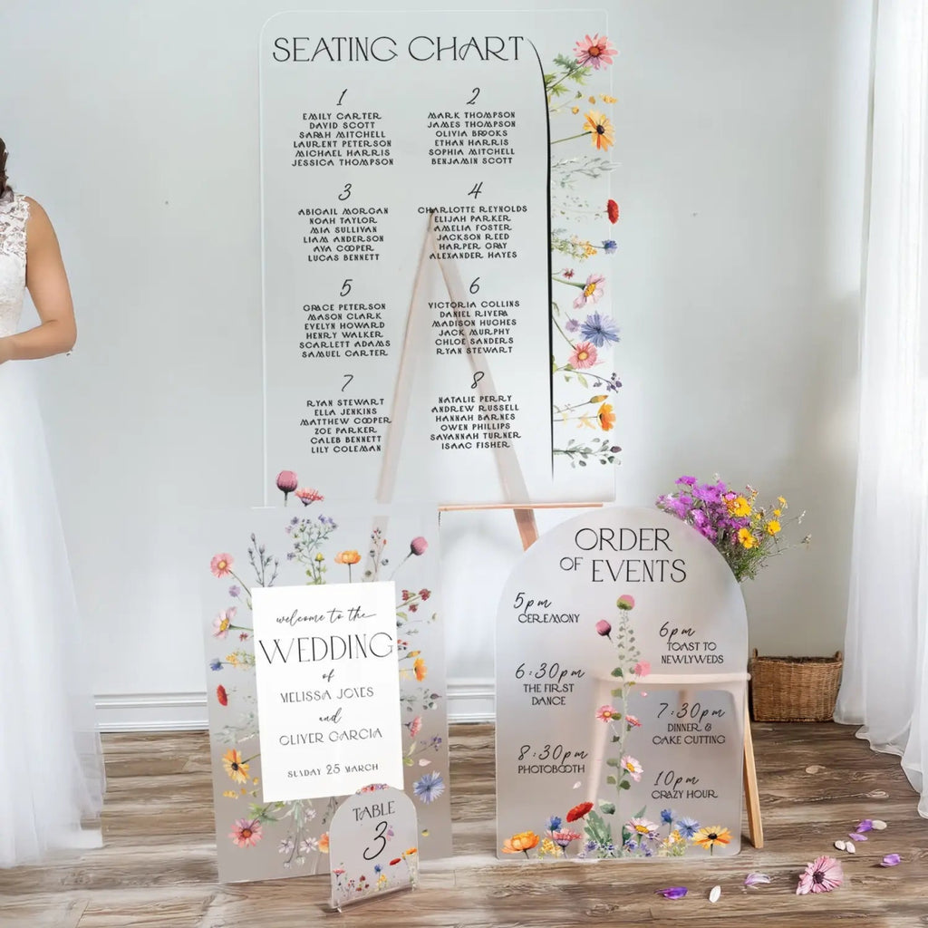 Wildflowers Wedding Bundle Set, Wedding Sign Bundle, Seating Chart, Order Of Events and Table Signs - SpeedyOrders
