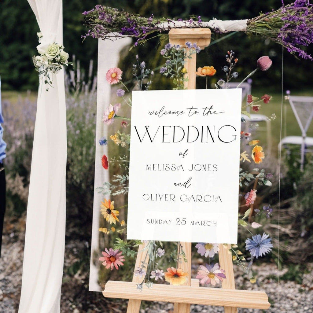 Wildflowers Wedding Sign, Floral Wedding Welcome Sign - SpeedyOrders