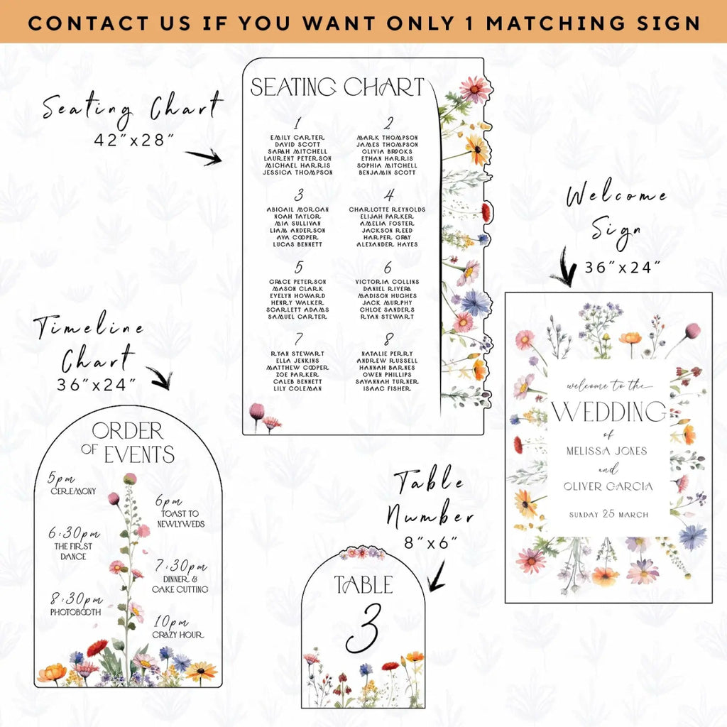 Wildflowers Wedding Sign, Floral Wedding Welcome Sign - SpeedyOrders