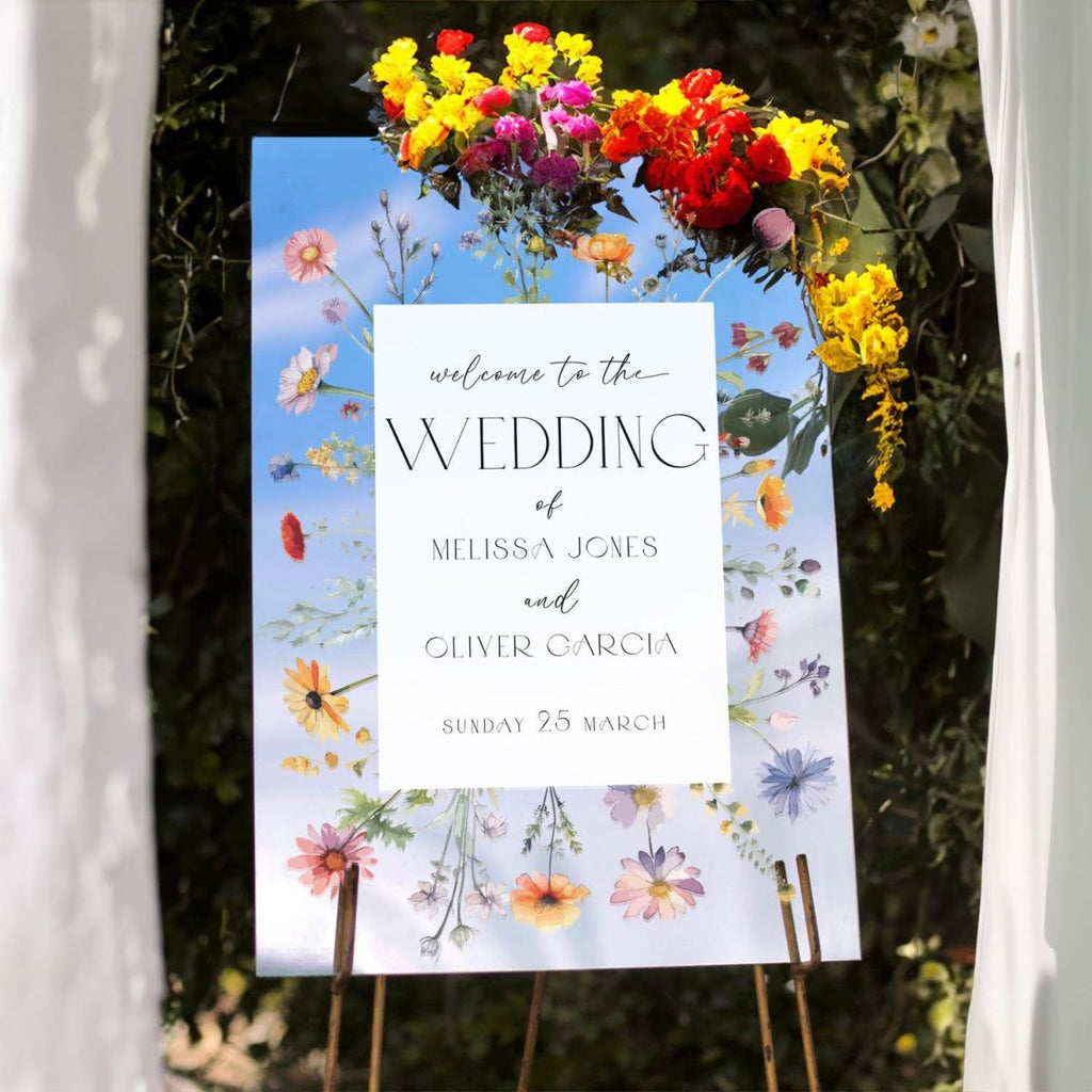 Wildflowers Wedding Sign, Floral Wedding Welcome Sign - SpeedyOrders