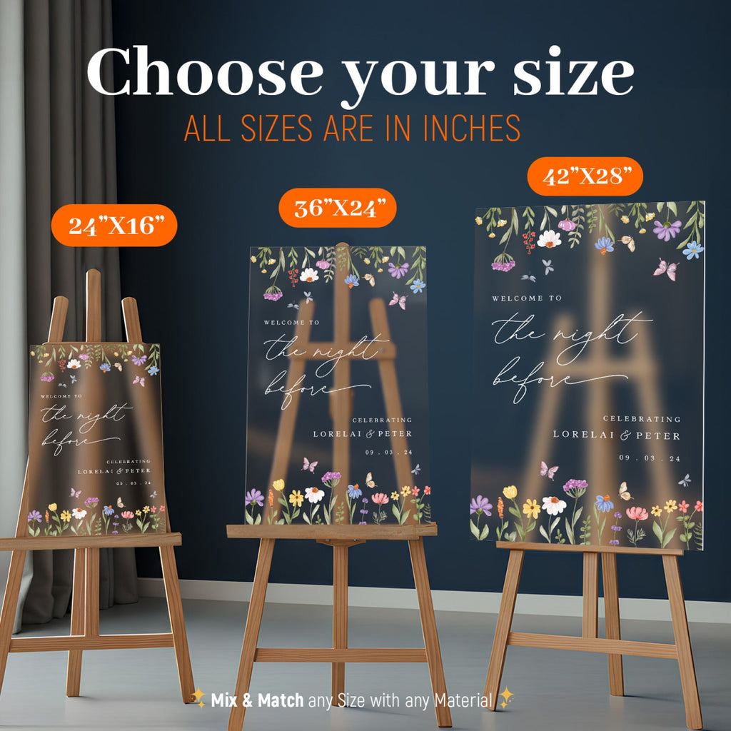 Wildflowers Wedding Sign, Pastel Floral Wedding Welcome Sign - SpeedyOrders