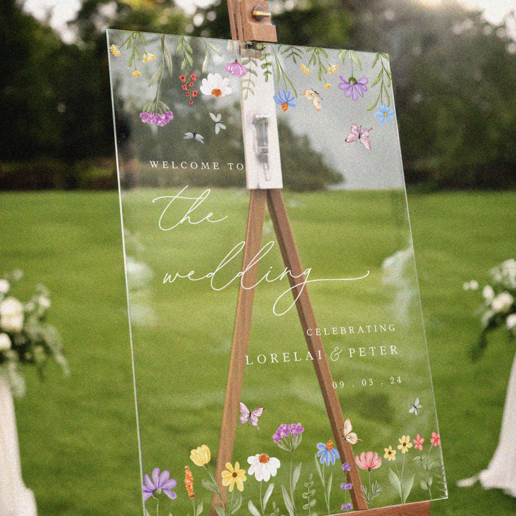 Wildflowers Wedding Sign, Pastel Floral Wedding Welcome Sign - SpeedyOrders