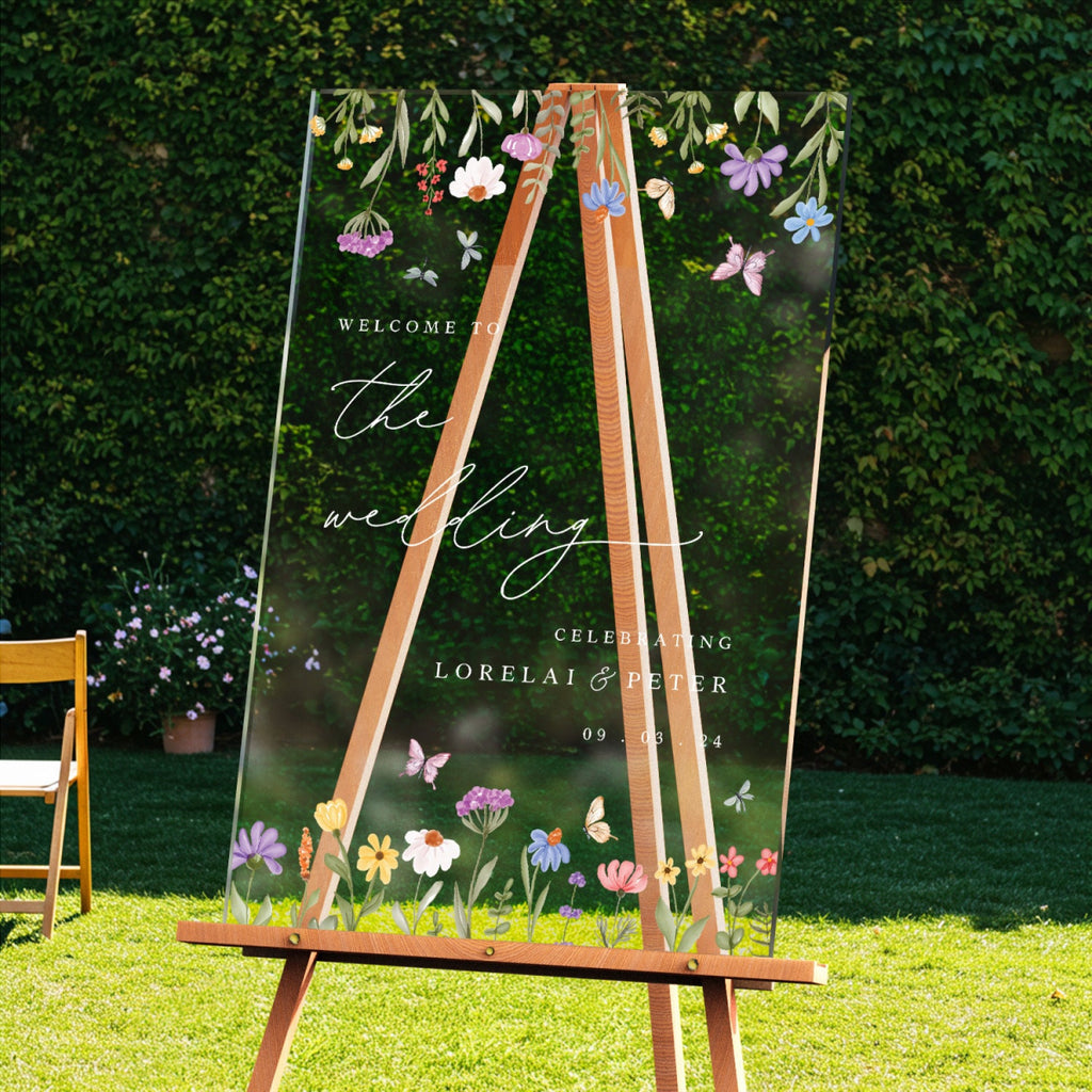Wildflowers Wedding Sign, Pastel Floral Wedding Welcome Sign - SpeedyOrders