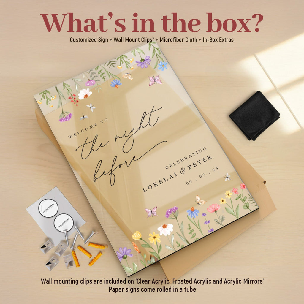 Wildflowers Wedding Sign, Pastel Floral Wedding Welcome Sign - SpeedyOrders